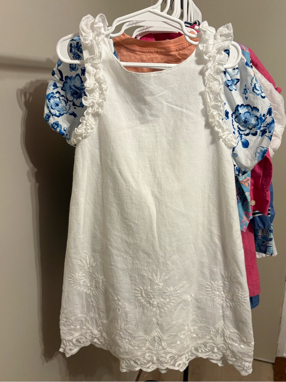 Biscotti Girls White Ruffle Sleeve Embroidered Sundress